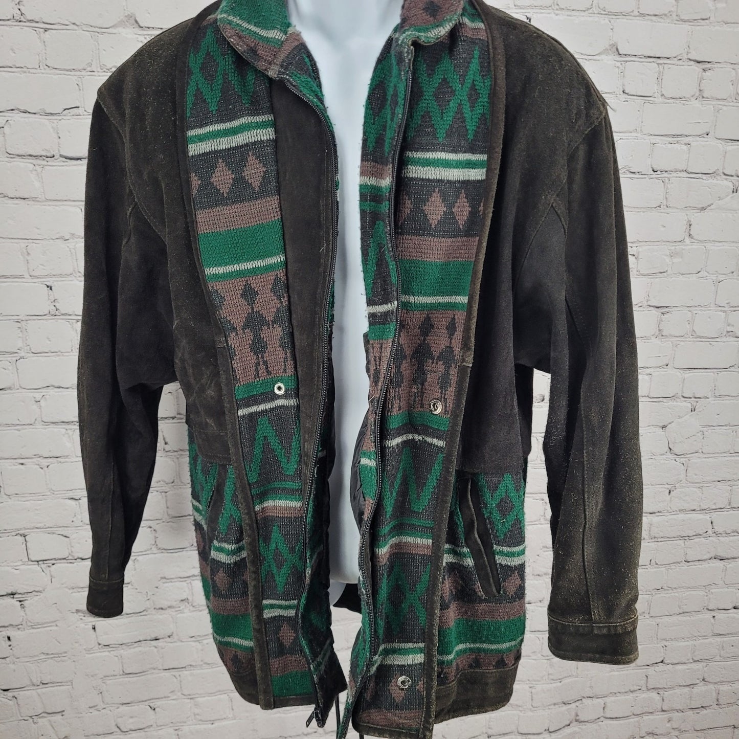 Barcelona Leather Goods Brown Suede Snap Western Southwestern Accents Jacket 44