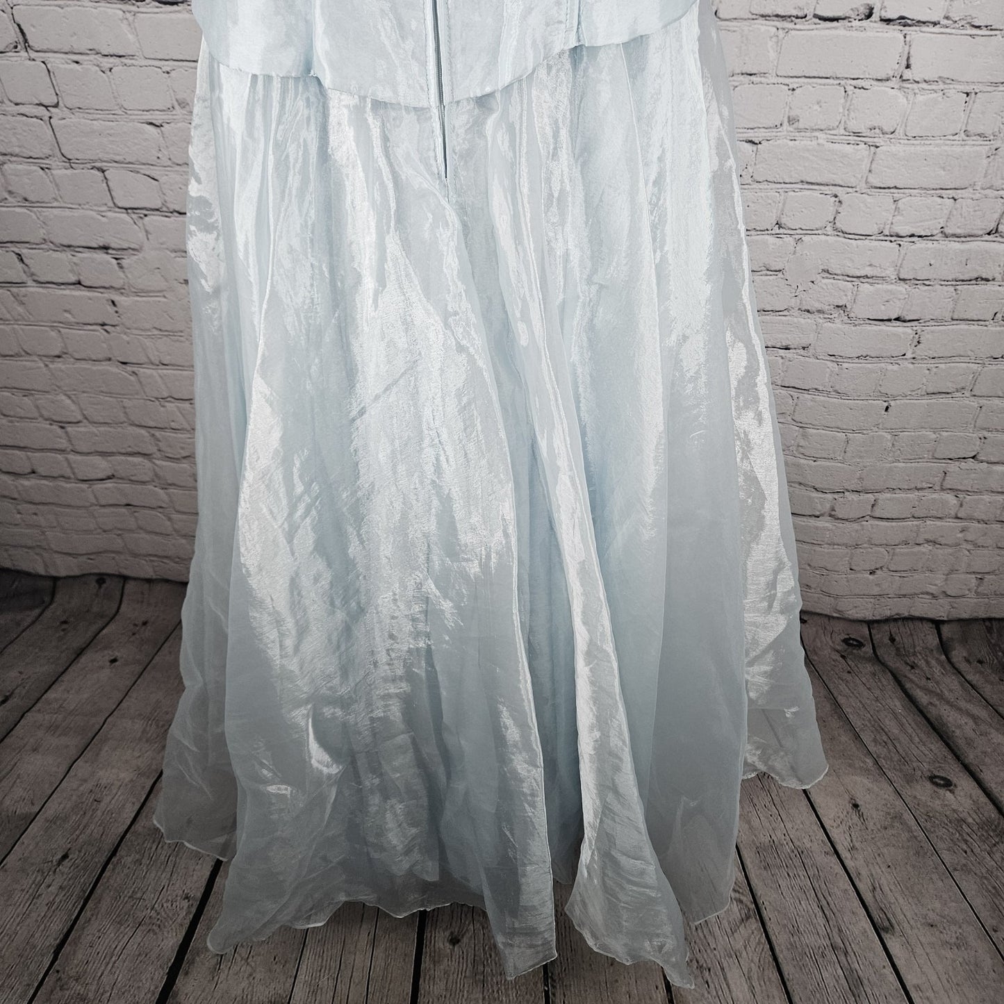 VTG Victory Collection Blue Corset Lace Up Embroidery Long Dress Gown USA Medium