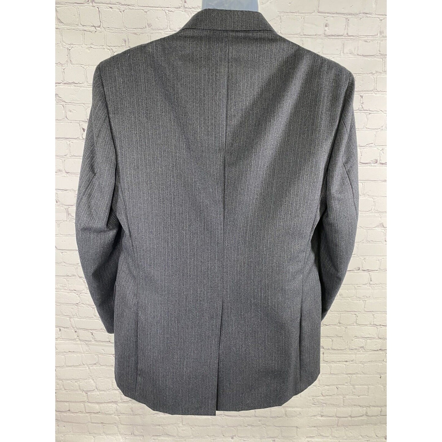 VTG American Craftsman Blue Gray Lightly Striped Two Button Blazer Jacket 44