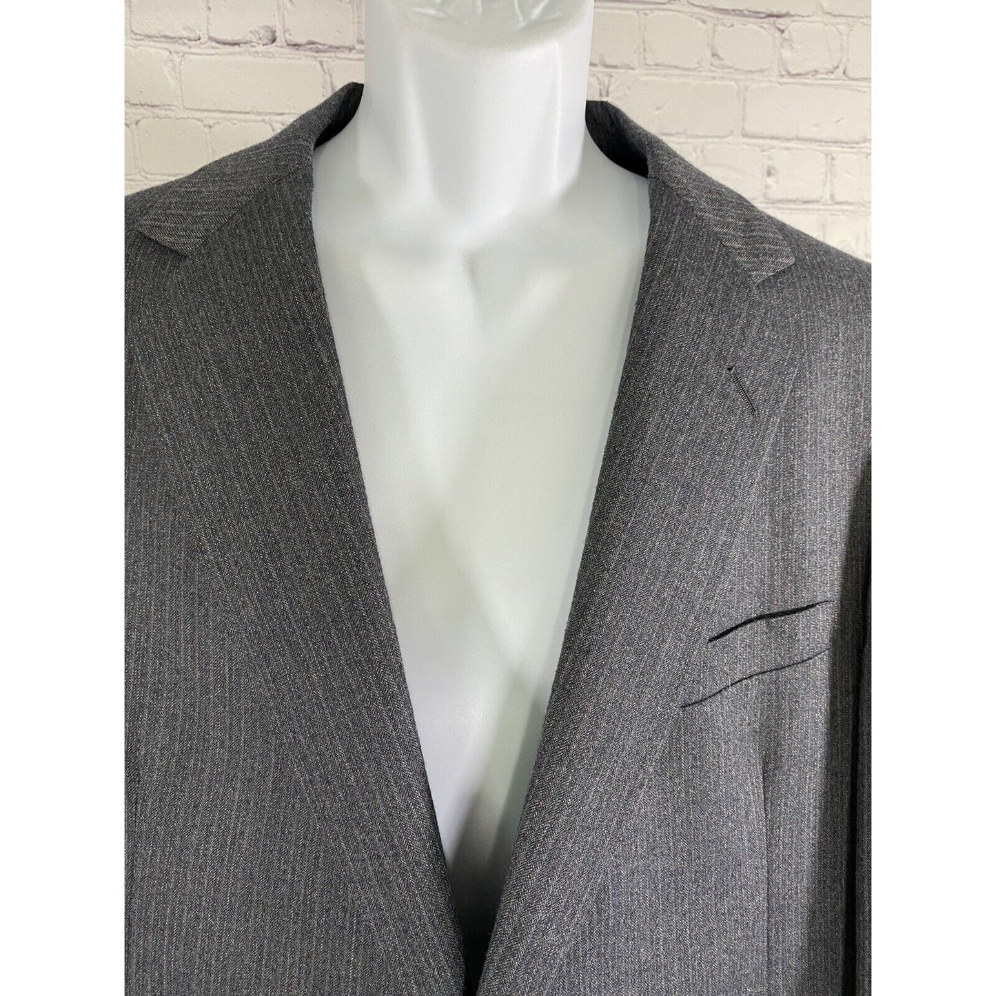 VTG American Craftsman Blue Gray Lightly Striped Two Button Blazer Jacket 44