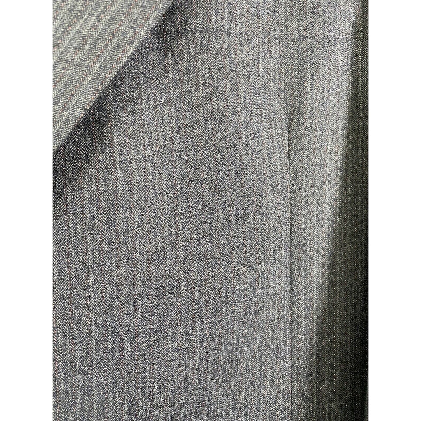 VTG American Craftsman Blue Gray Lightly Striped Two Button Blazer Jacket 44
