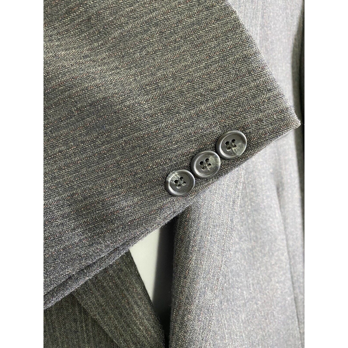 VTG American Craftsman Blue Gray Lightly Striped Two Button Blazer Jacket 44
