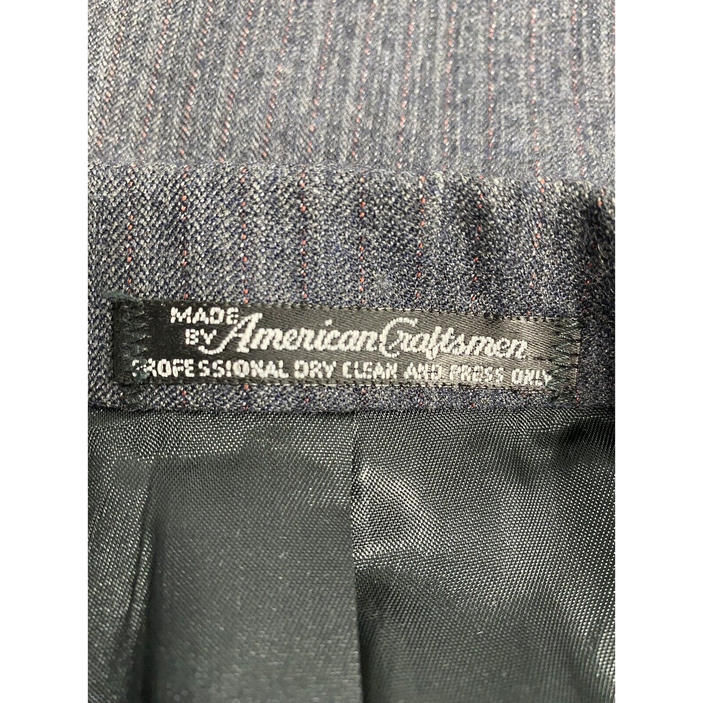 VTG American Craftsman Blue Gray Lightly Striped Two Button Blazer Jacket 44