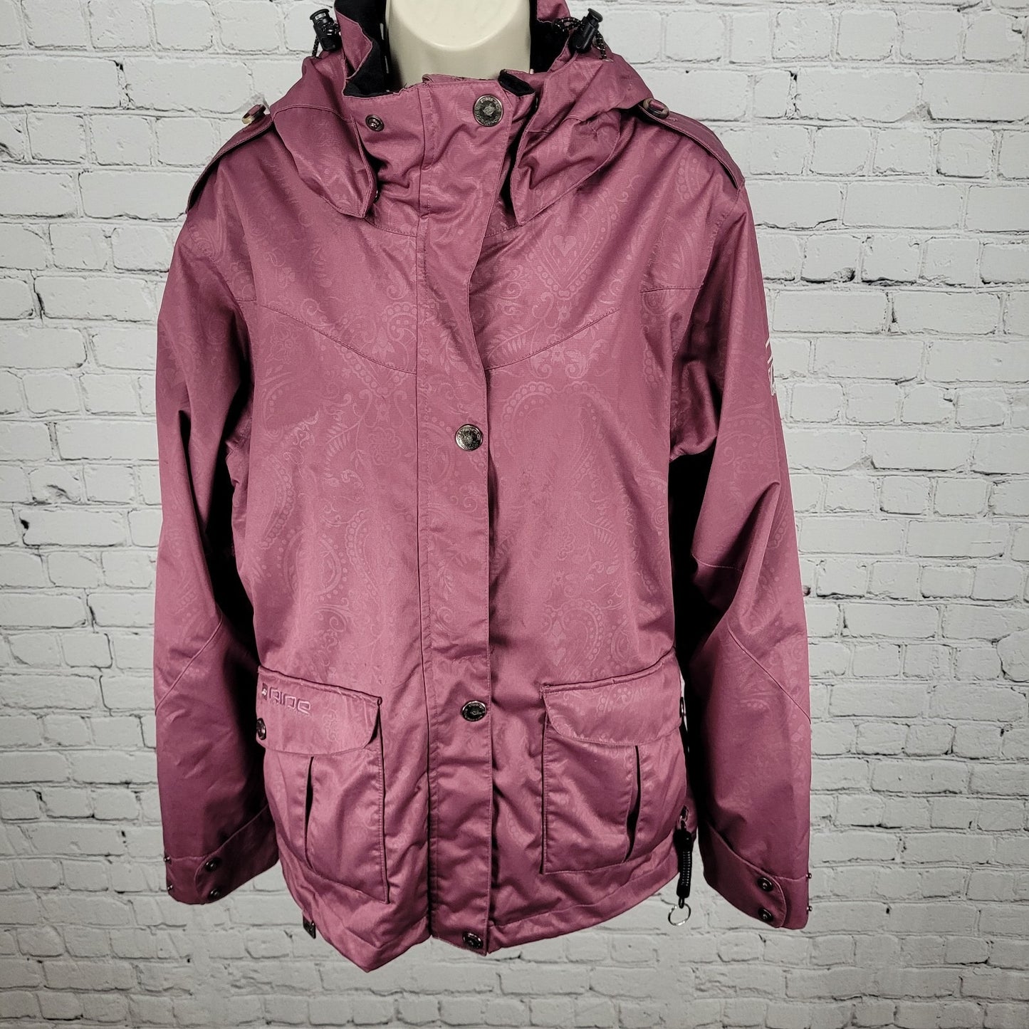 Ride Snowboards Purple Full Zip Waterpoof Removable Hood Jacket Size Medium M