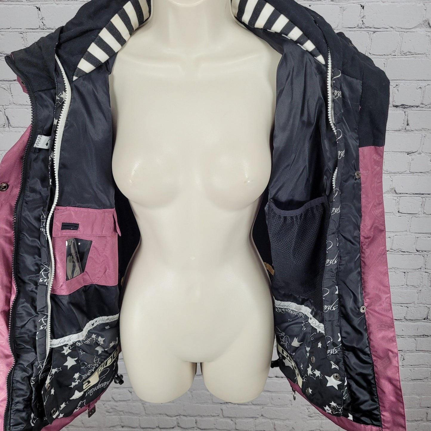 Ride Snowboards Purple Full Zip Waterpoof Removable Hood Jacket Size Medium M