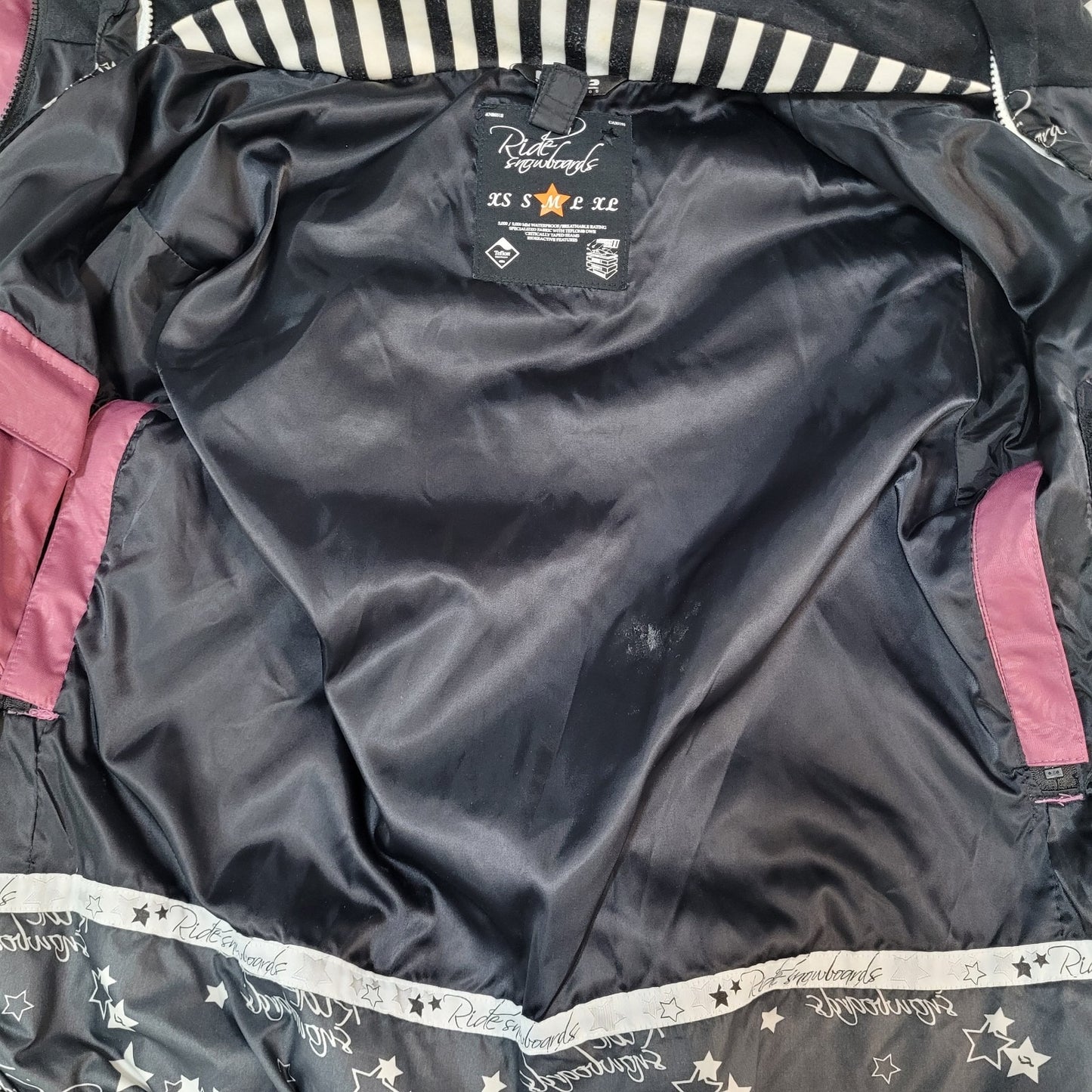 Ride Snowboards Purple Full Zip Waterpoof Removable Hood Jacket Size Medium M