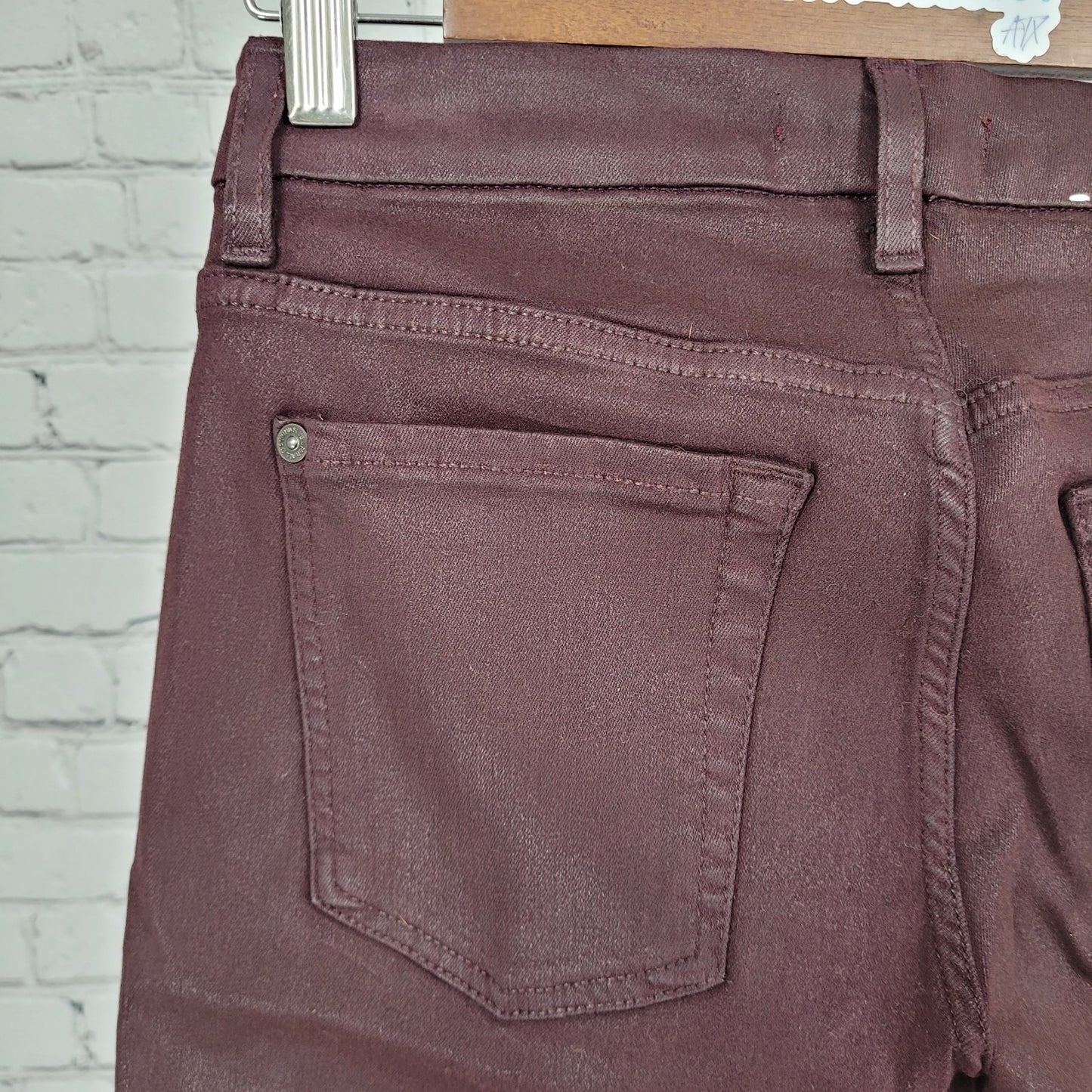 7 For All Mankind Purple Coated Stretch Mid Rise Skinny Jeans Size 27 (27x27)