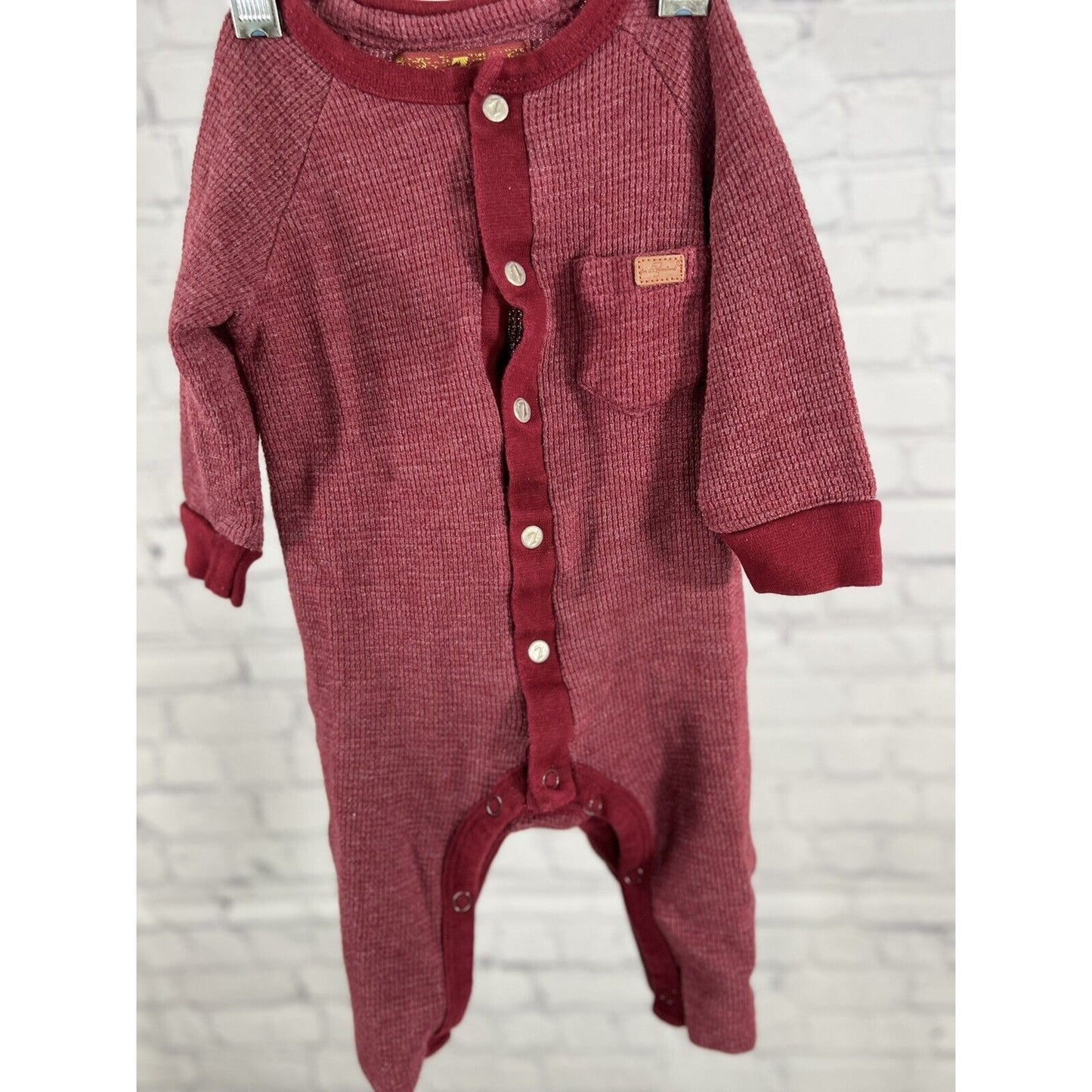 7 For ALL Mankind Baby Unisex Romper Size 3-6 Months Maroon One Piece Button Up