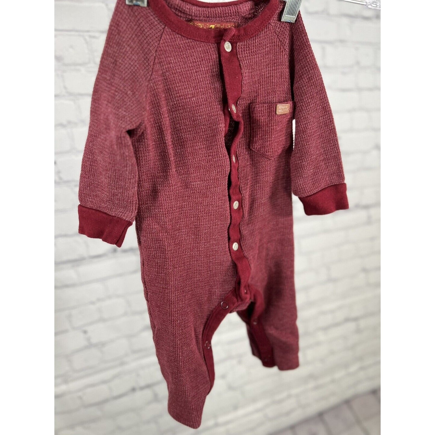 7 For ALL Mankind Baby Unisex Romper Size 3-6 Months Maroon One Piece Button Up