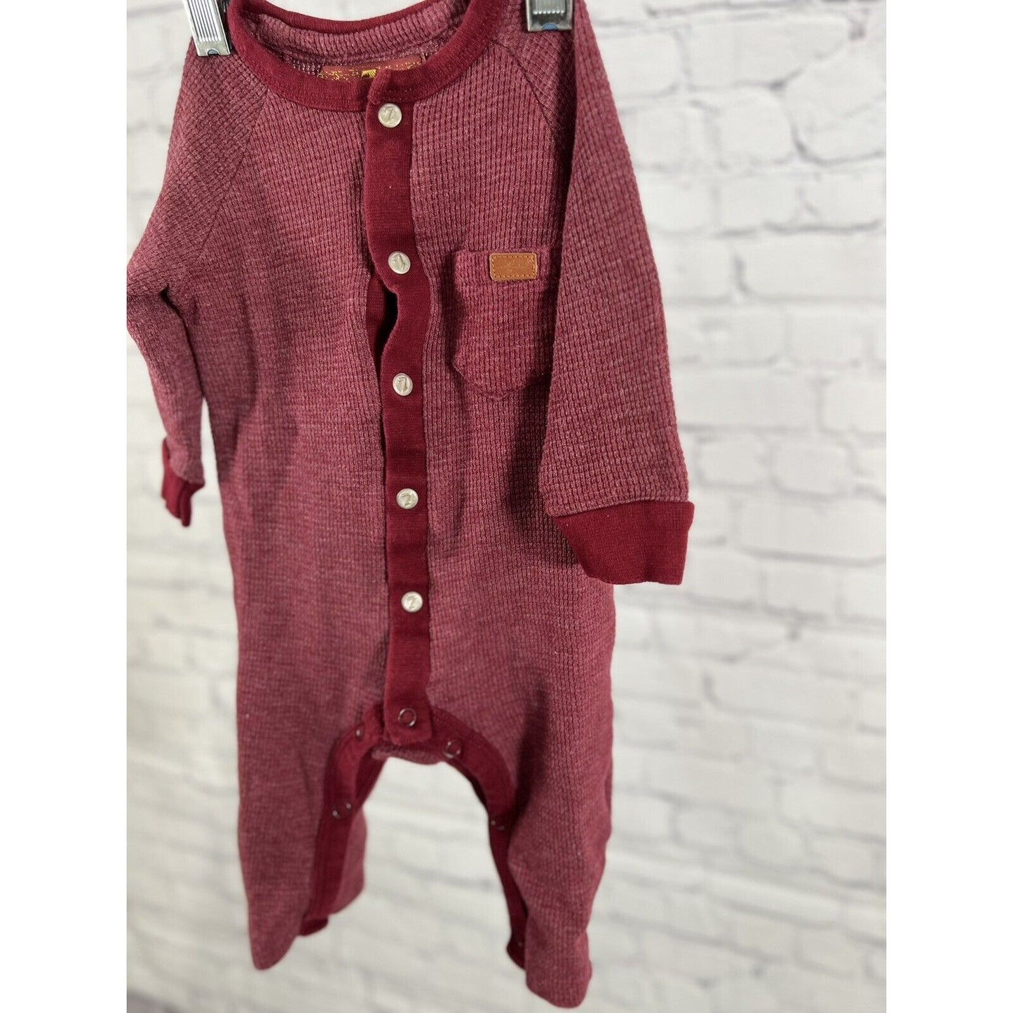 7 For ALL Mankind Baby Unisex Romper Size 3-6 Months Maroon One Piece Button Up
