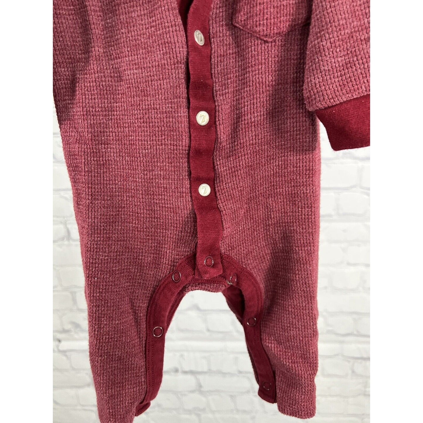 7 For ALL Mankind Baby Unisex Romper Size 3-6 Months Maroon One Piece Button Up