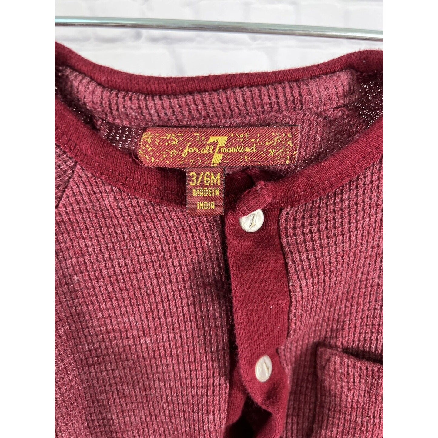 7 For ALL Mankind Baby Unisex Romper Size 3-6 Months Maroon One Piece Button Up