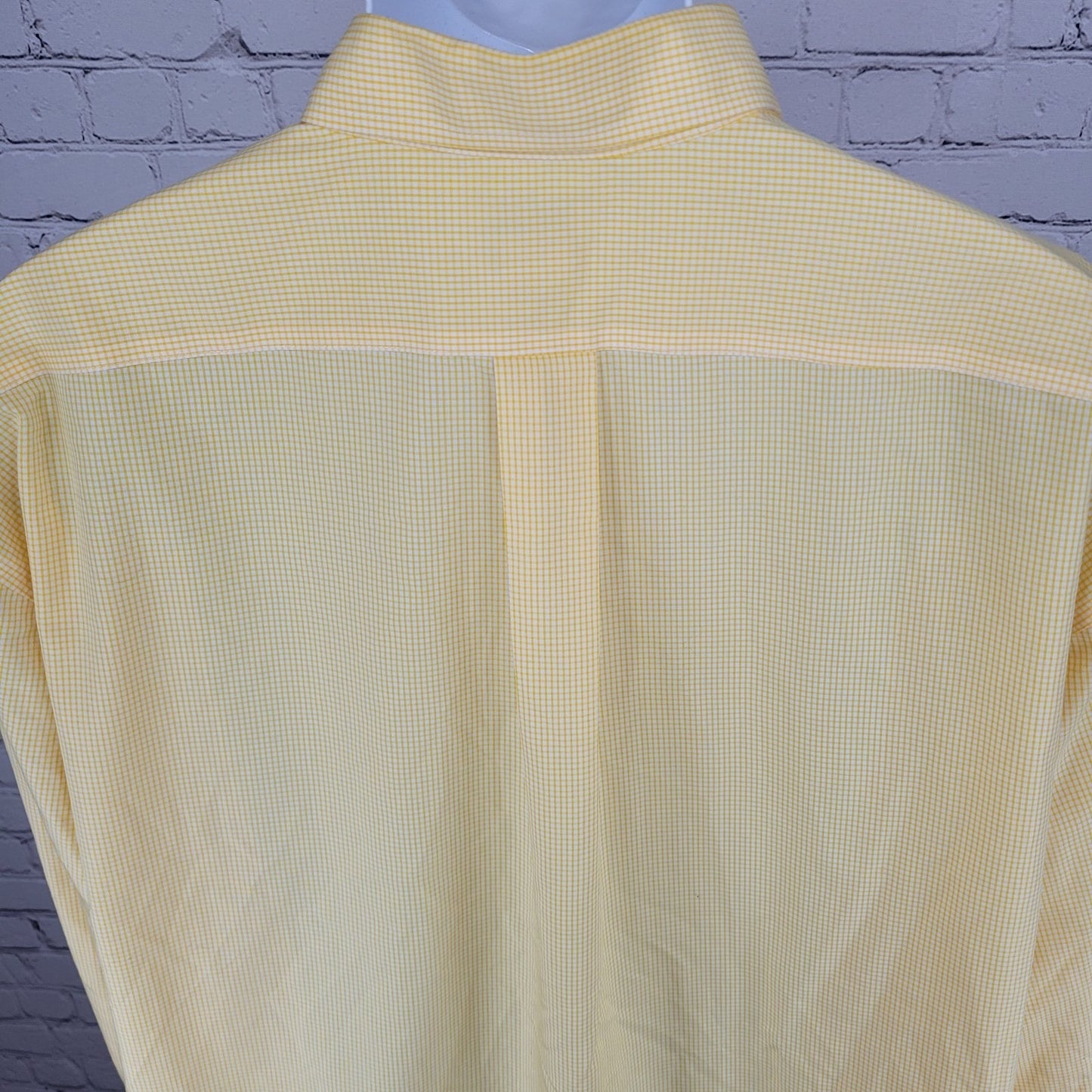 LL Bean Yellow Check Wrinkle Free Button Down Long Sleeve Shirt Size XXL