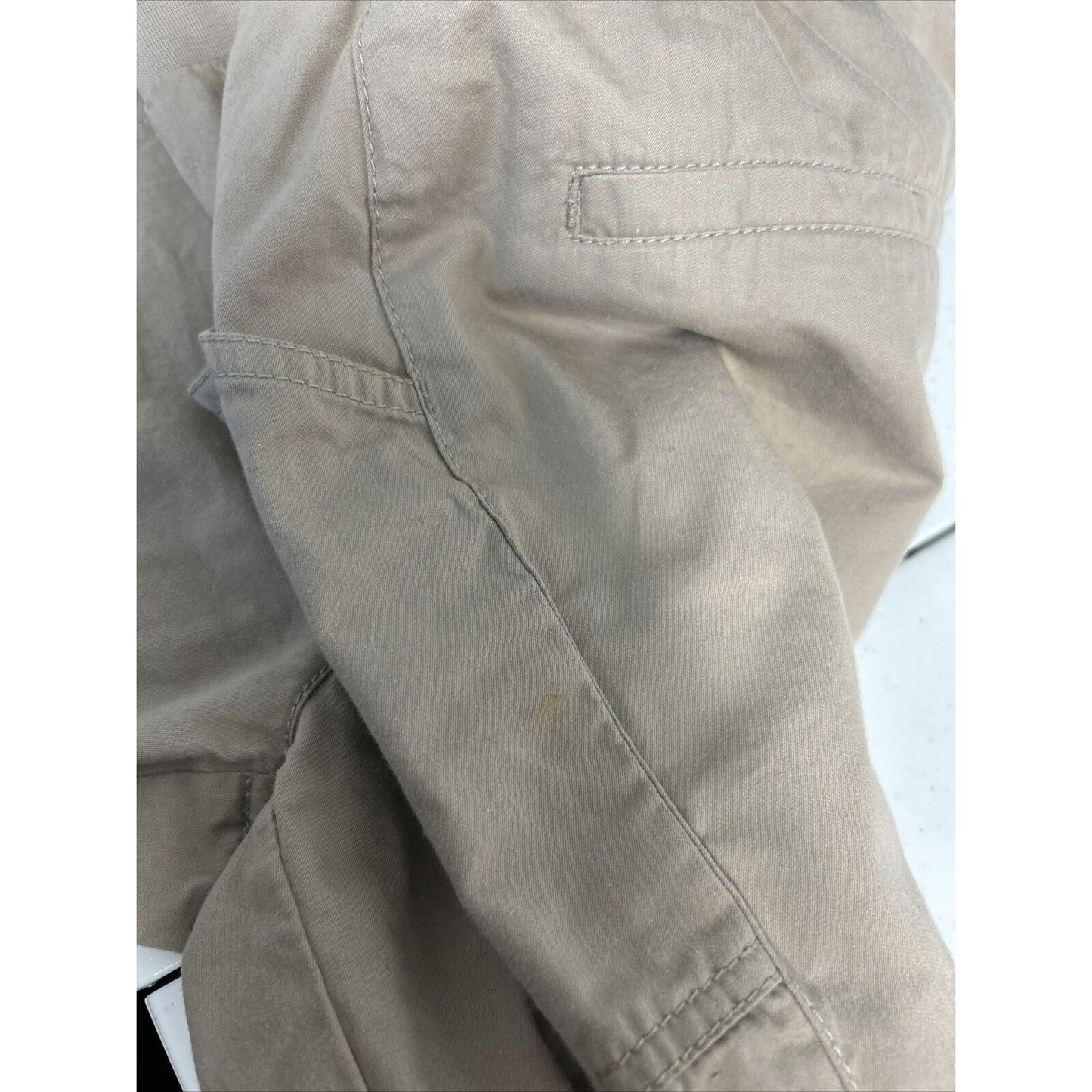 Chicos Tan Elastic Waist Pull On High Rise Roll Tab Pants Women’s M (34x26.5)