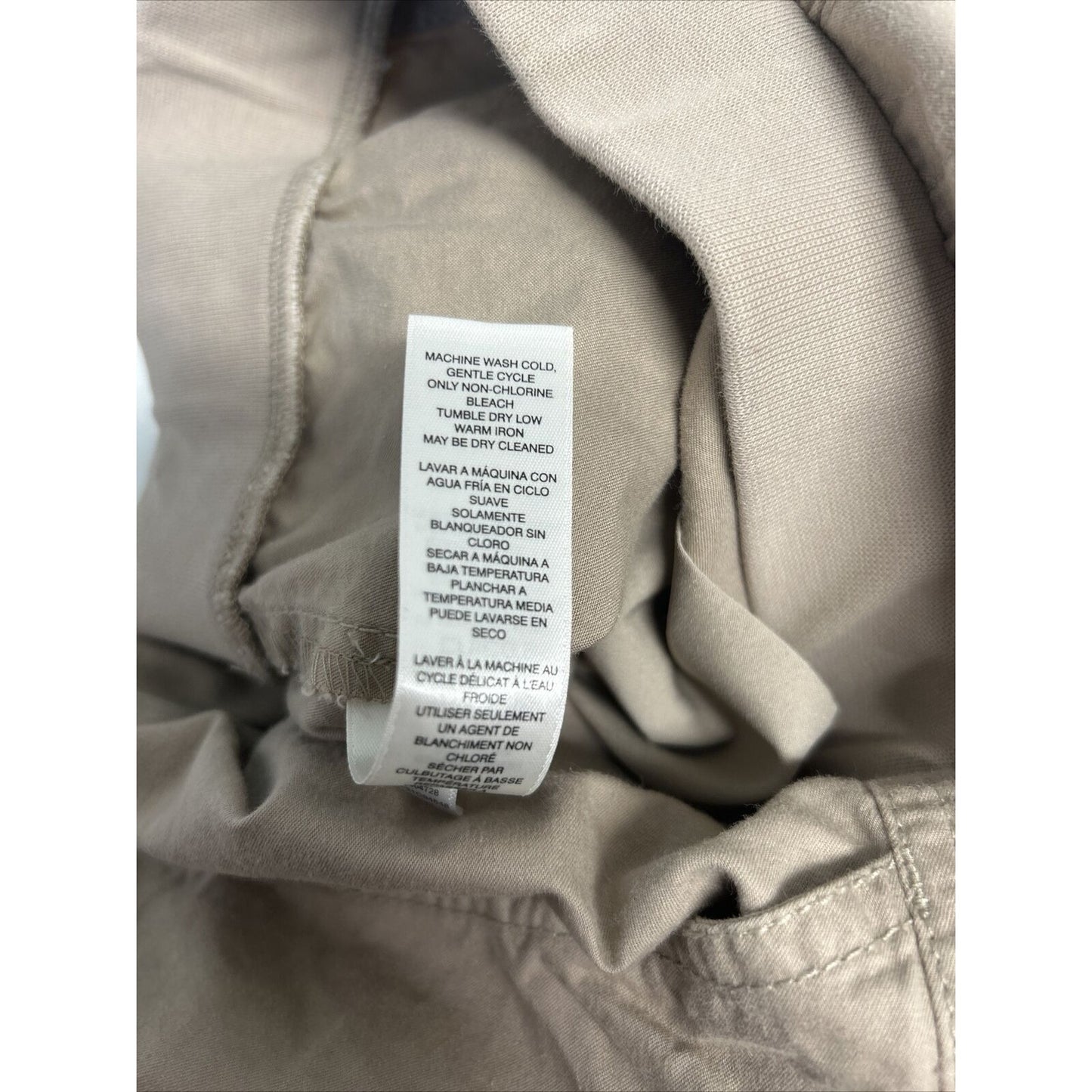 Chicos Tan Elastic Waist Pull On High Rise Roll Tab Pants Women’s M (34x26.5)