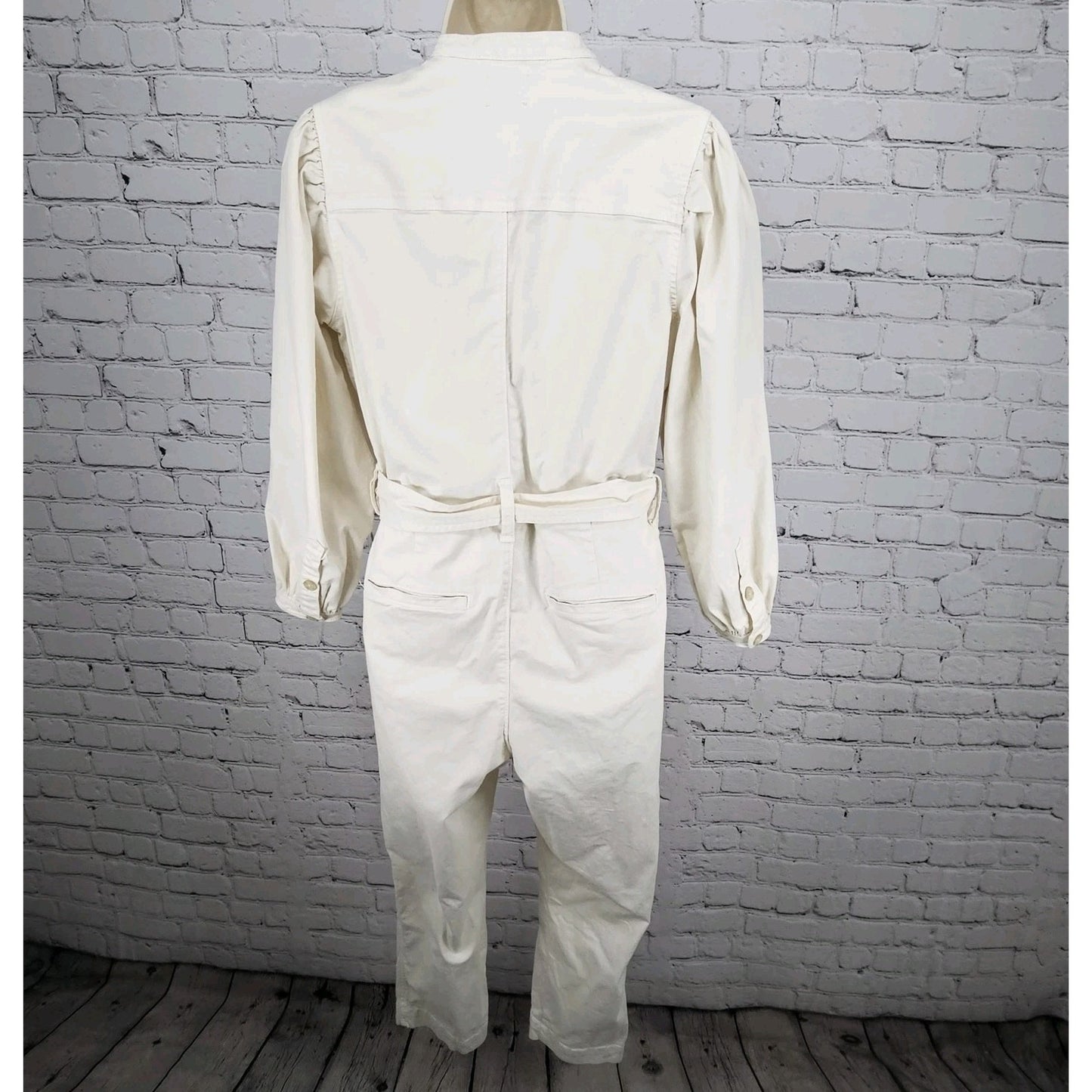 J.CREW Ivory Long Sleeve Zip Belted  Pleated One Piece Jumper Coveralls 0