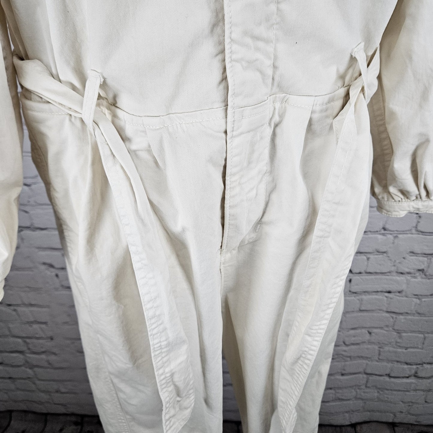 J.CREW Ivory Long Sleeve Zip Belted  Pleated One Piece Jumper Coveralls 0
