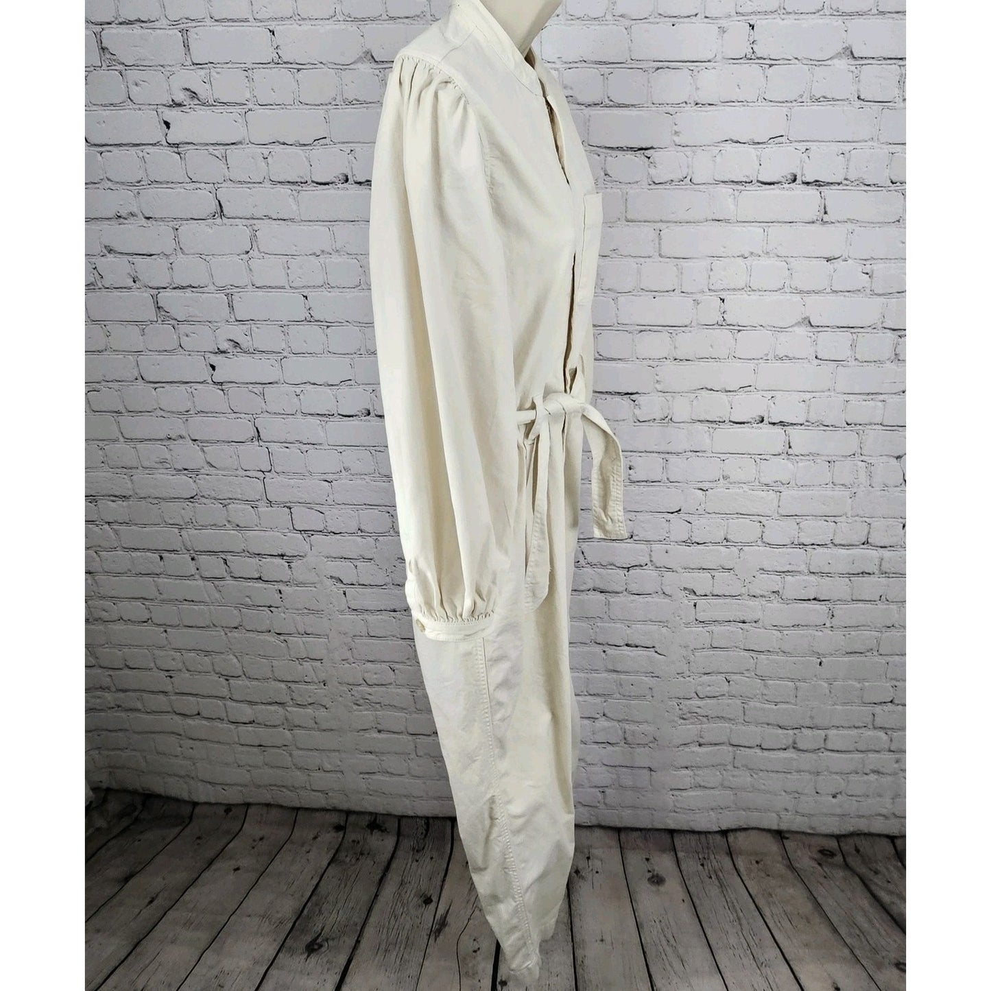 J.CREW Ivory Long Sleeve Zip Belted  Pleated One Piece Jumper Coveralls 0
