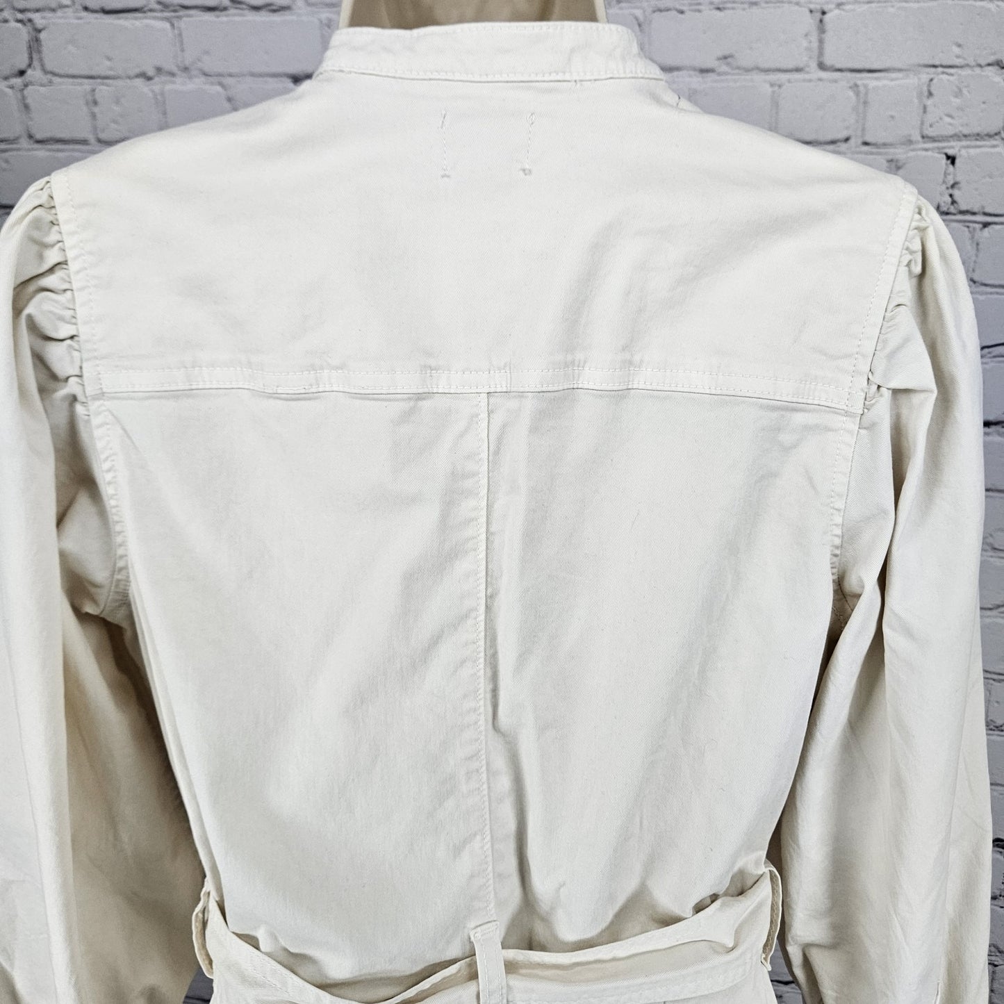 J.CREW Ivory Long Sleeve Zip Belted  Pleated One Piece Jumper Coveralls 0