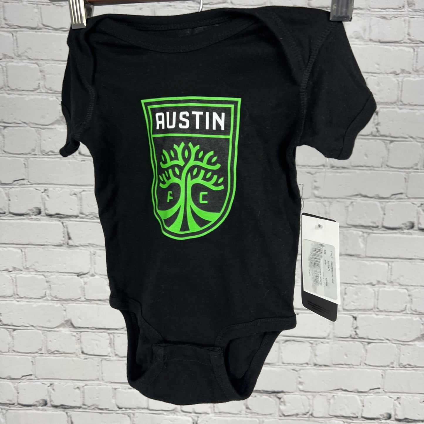 NWT Austin FC Texas MLS Soccer Black Cotton One Piece Infant Baby 3-6M