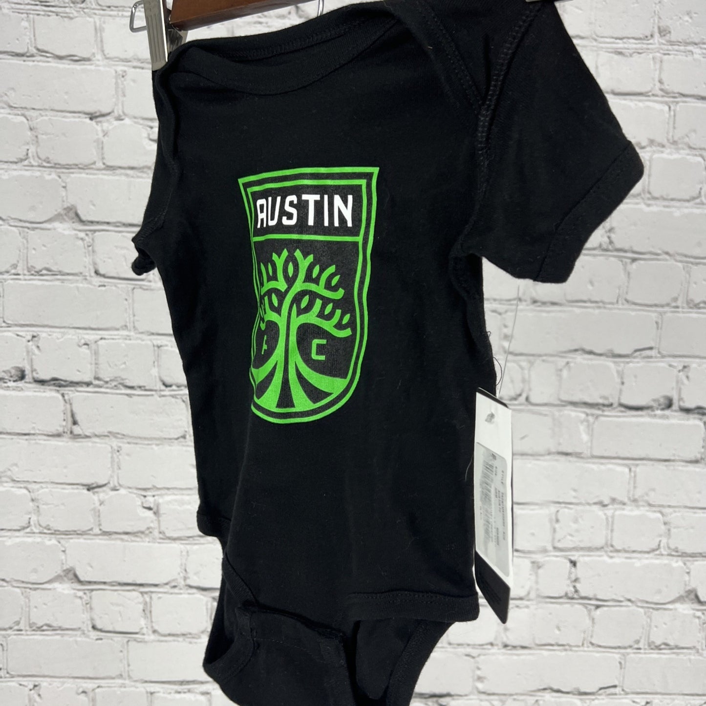 NWT Austin FC Texas MLS Soccer Black Cotton One Piece Infant Baby 3-6M