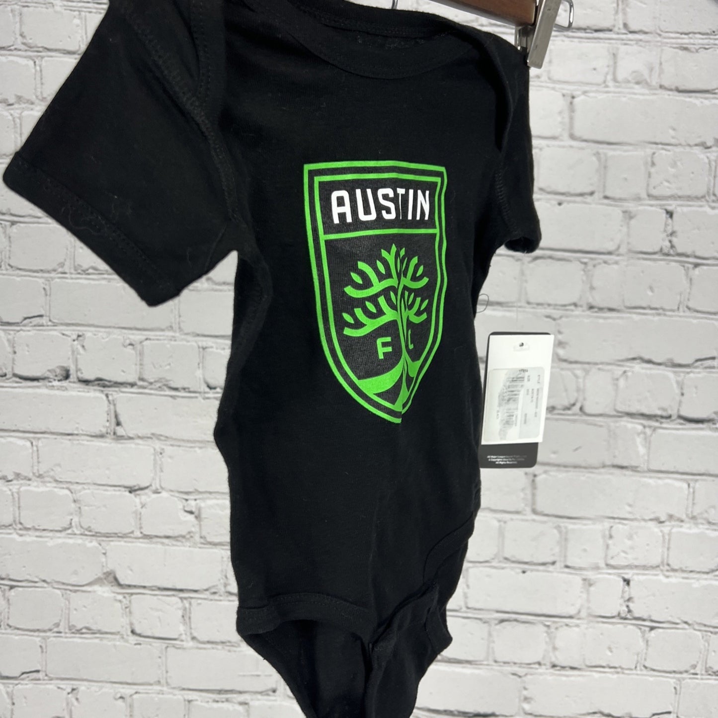 NWT Austin FC Texas MLS Soccer Black Cotton One Piece Infant Baby 3-6M