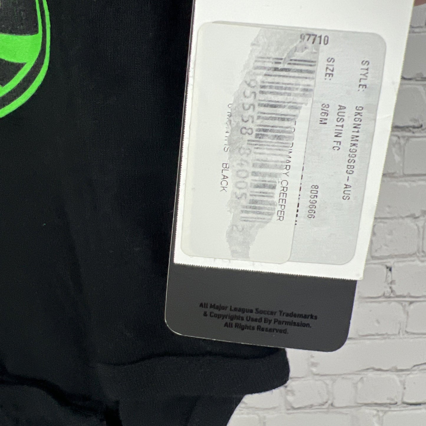 NWT Austin FC Texas MLS Soccer Black Cotton One Piece Infant Baby 3-6M
