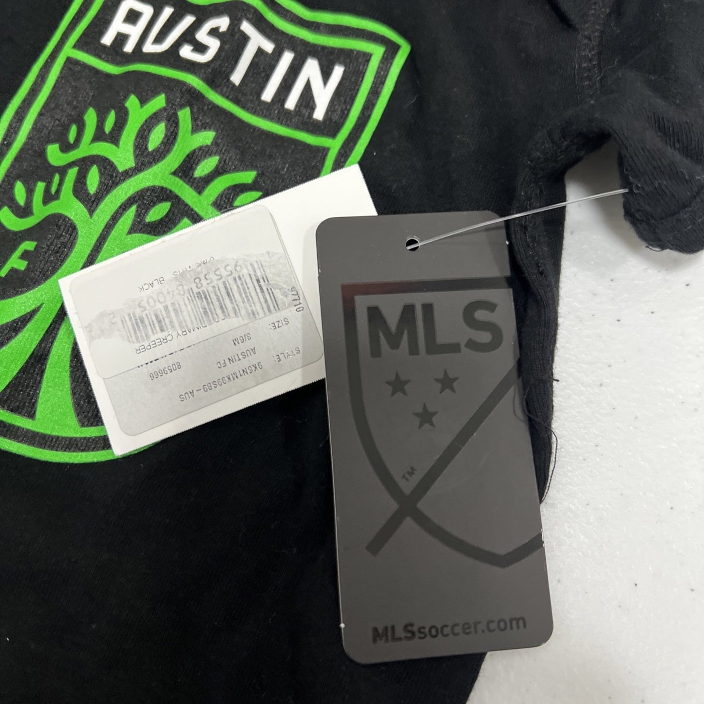 NWT Austin FC Texas MLS Soccer Black Cotton One Piece Infant Baby 3-6M