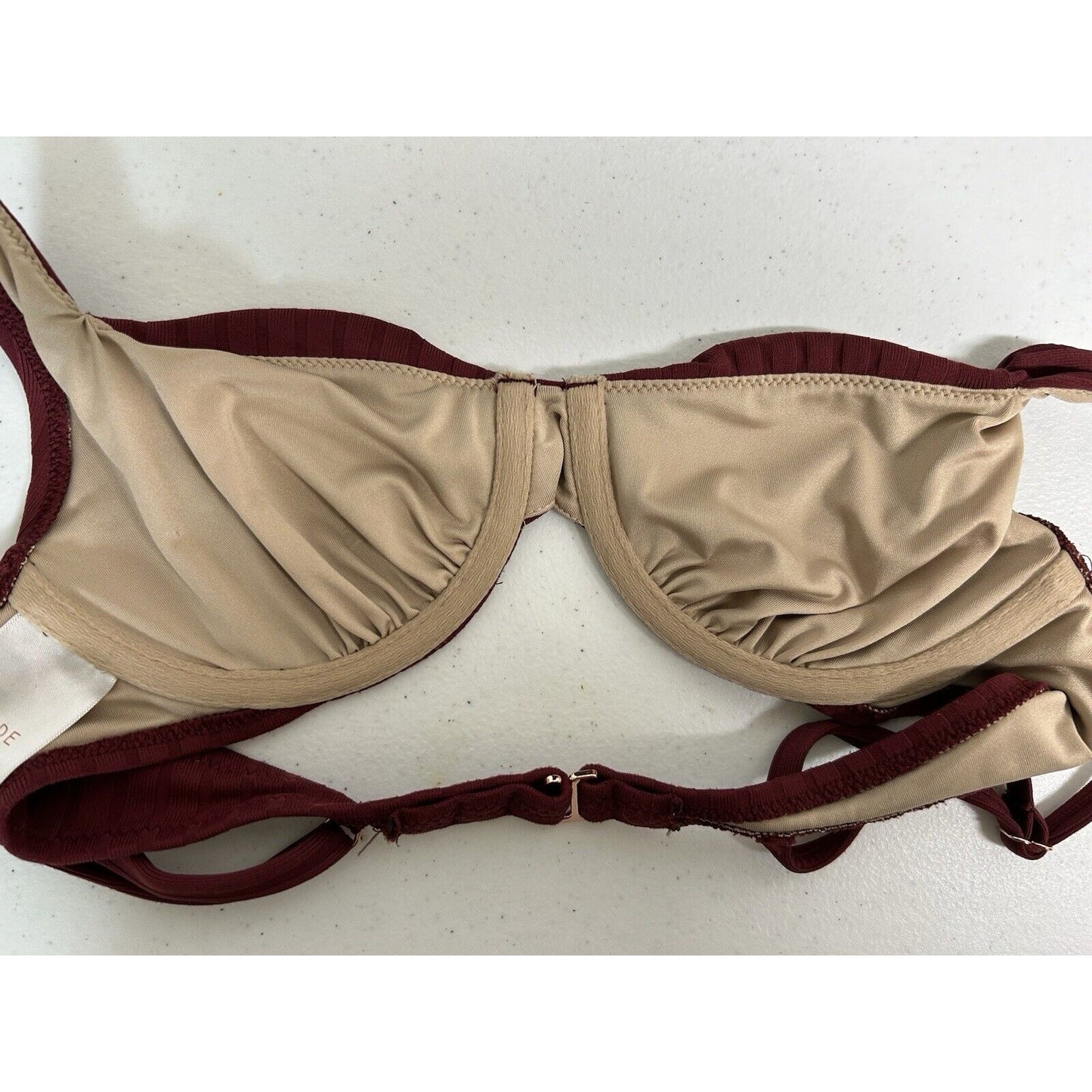 Shade & Shore Burgundy Textured Lightly Lined Underwire Bathing Suit Top 34B