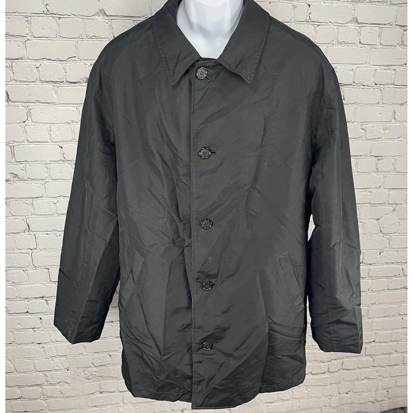 Dockers Black Stain Defense Buttoned Collared Rain Jacket Pockets Size Large L