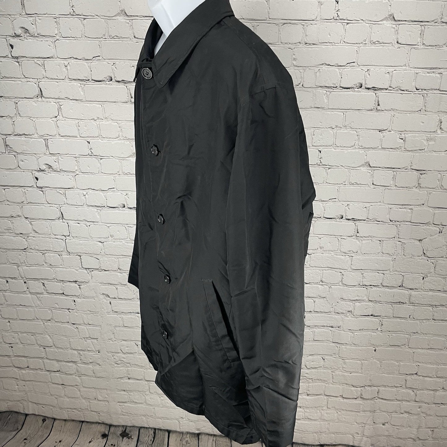 Dockers Black Stain Defense Buttoned Collared Rain Jacket Pockets Size Large L