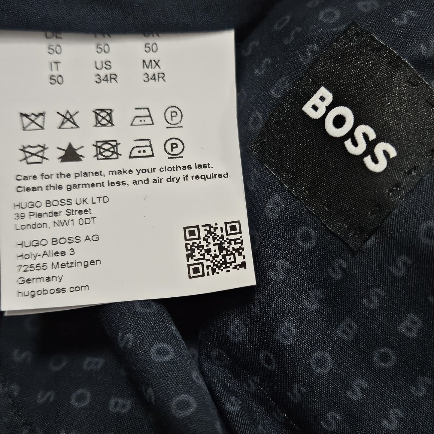 Boss Navy 100% Wool Flat Front Straight Leg Slash Pocket Dress Pants 34R (34x29)