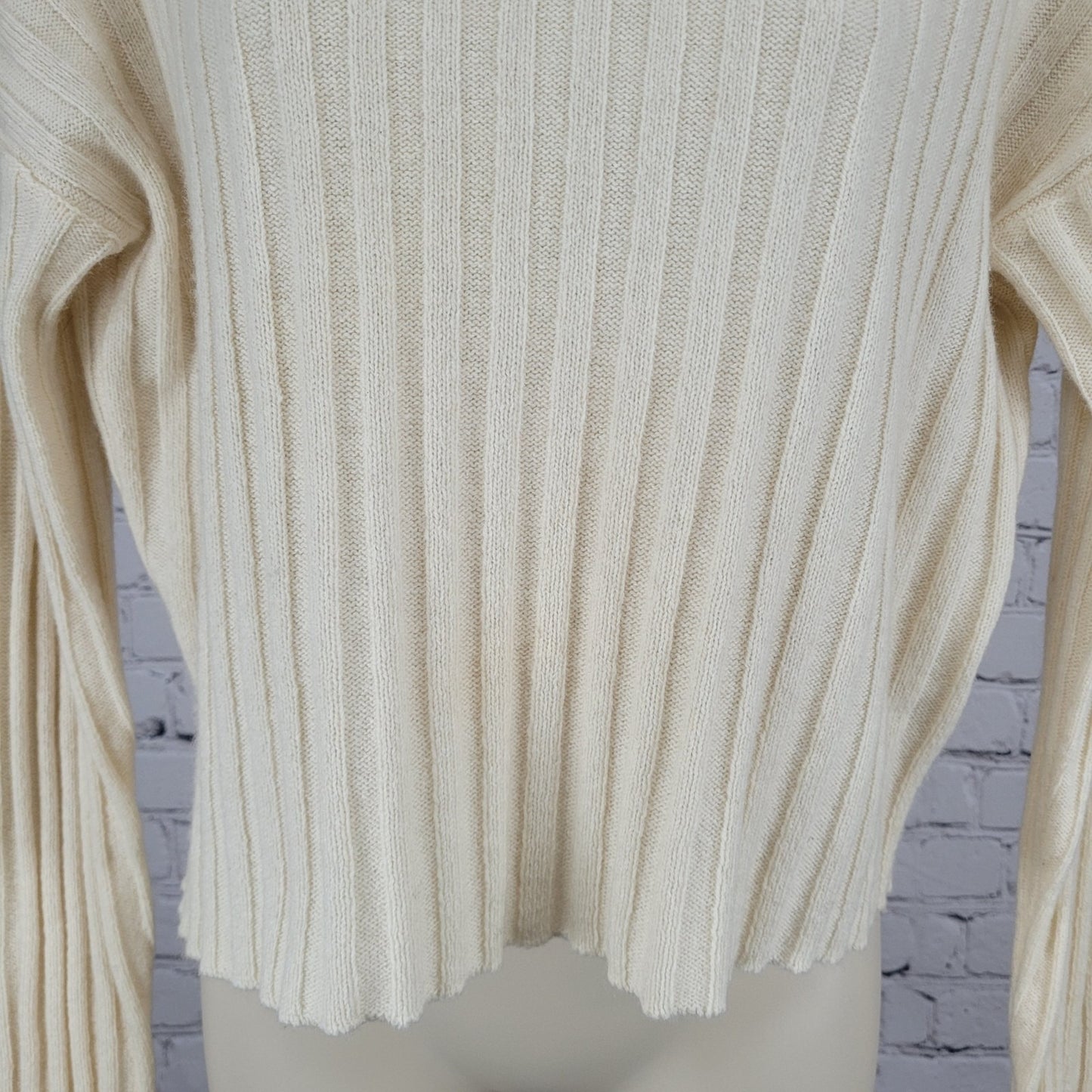 Madewell Ivory Wool Blend Ribbed Boxy Pullover Crew Neck Sweater Size Small S