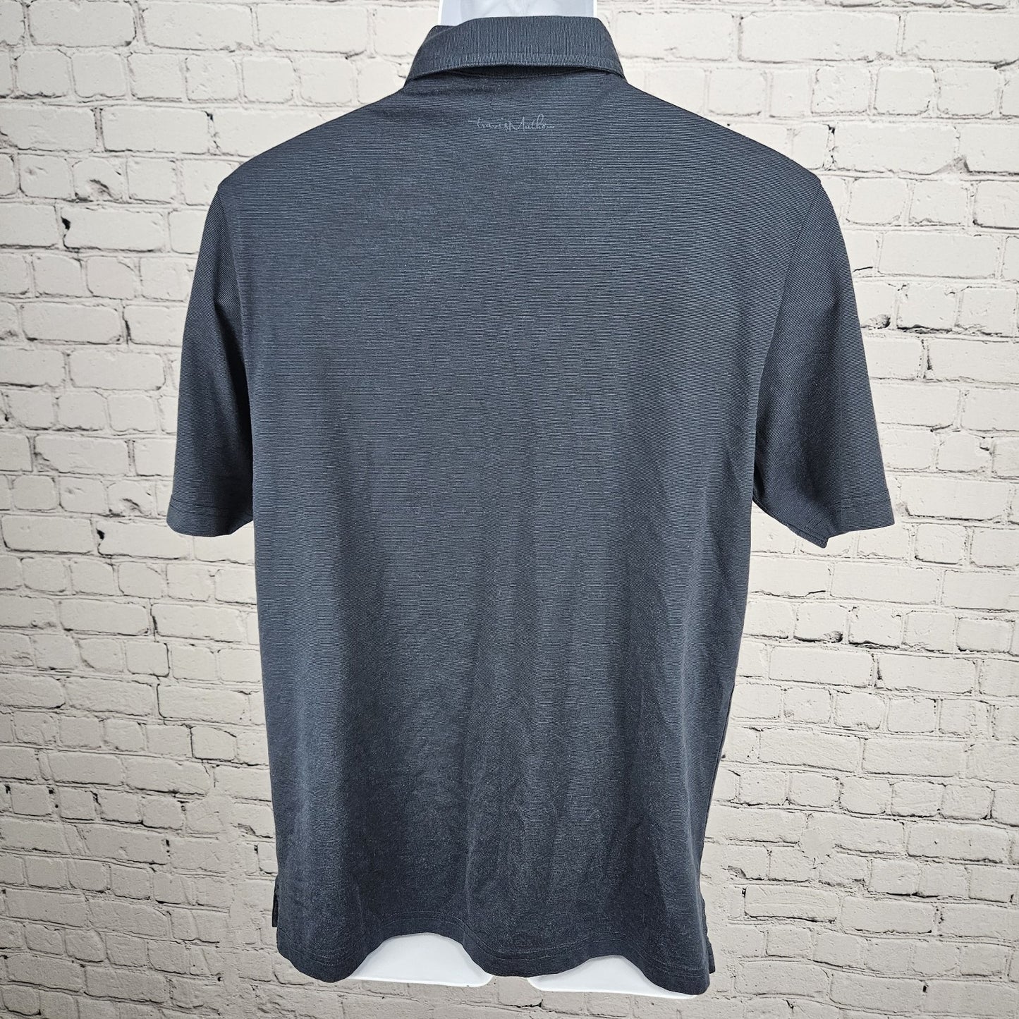 Travis Mathew Blue Pima Cotton Blend Logo Short Sleeve Golf Polo Shirt Medium M