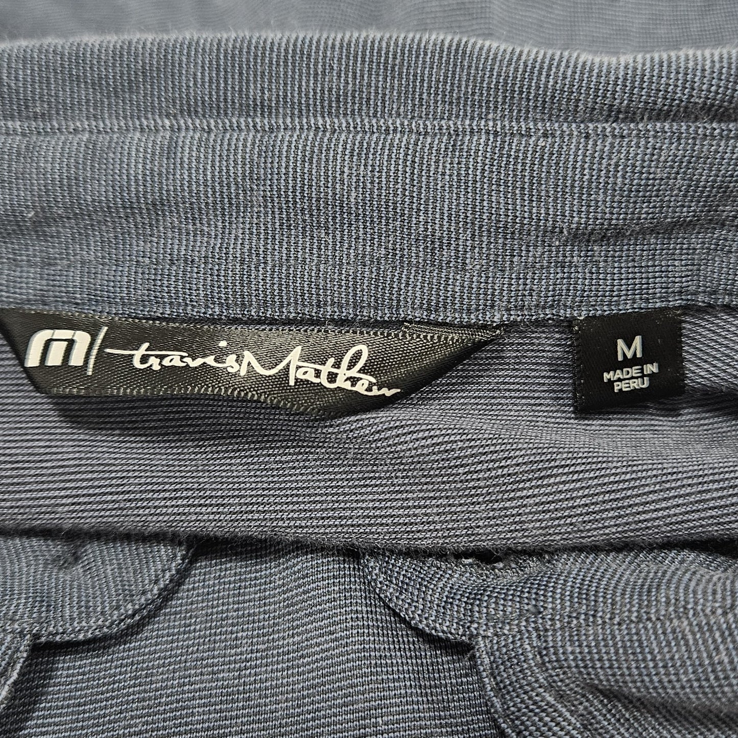 Travis Mathew Blue Pima Cotton Blend Logo Short Sleeve Golf Polo Shirt Medium M