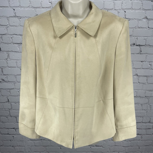 Talbots Beige Soft Zipped Collared Lined Lightweight Jacket Petite Size 12W