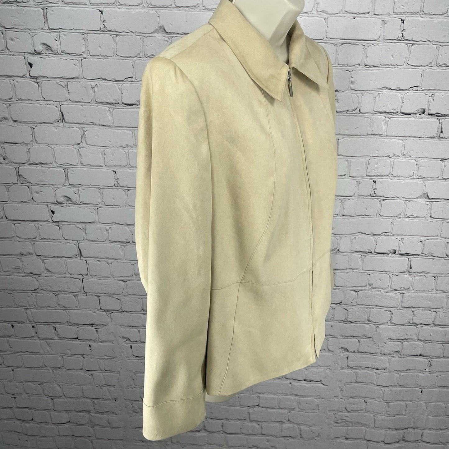 Talbots Beige Soft Zipped Collared Lined Lightweight Jacket Petite Size 12W
