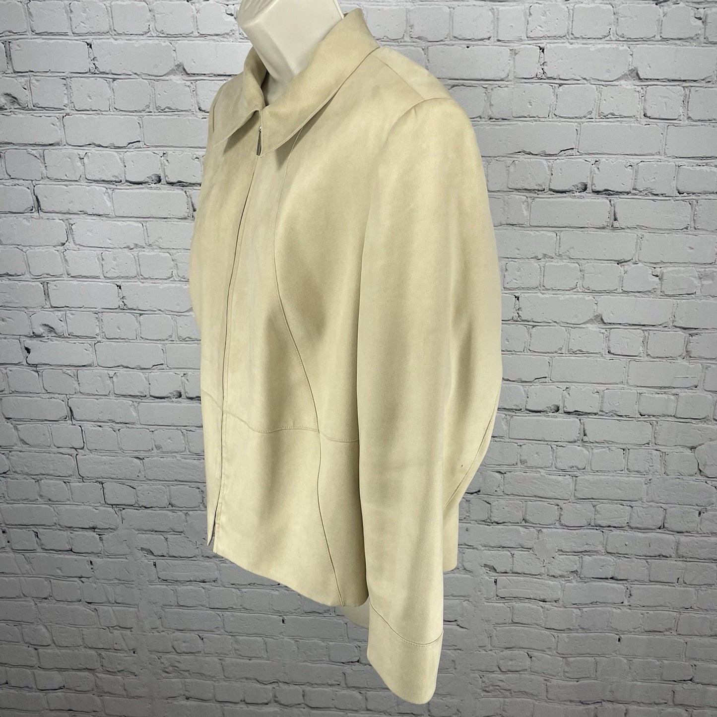 Talbots Beige Soft Zipped Collared Lined Lightweight Jacket Petite Size 12W