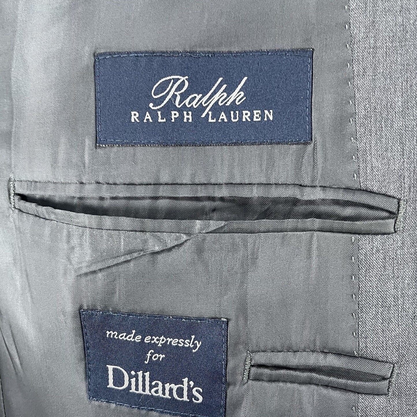 Ralph Lauren Grey 100% Wool Blazer Sports Jacket 2 Button Vented Notch Size 40L