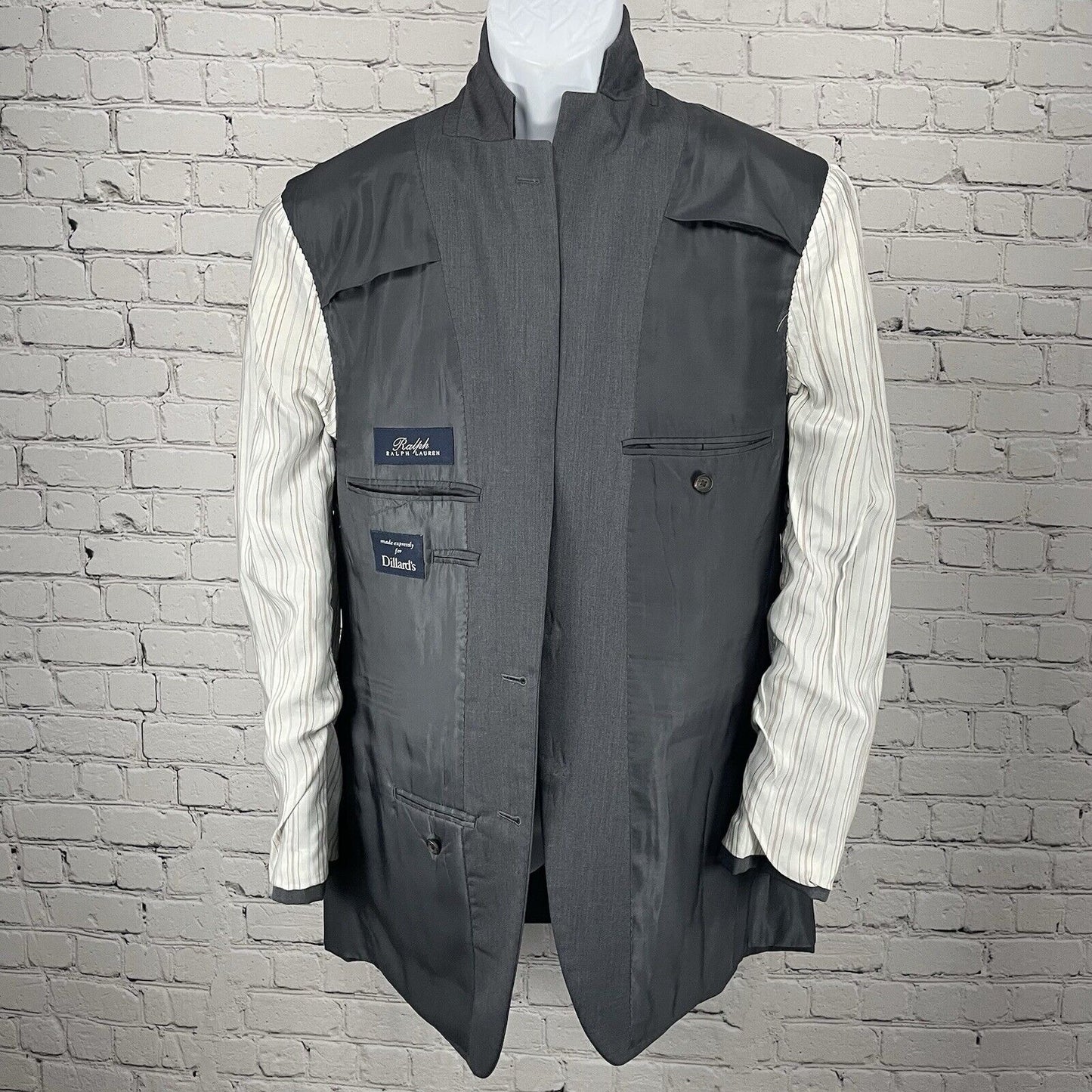 Ralph Lauren Grey 100% Wool Blazer Sports Jacket 2 Button Vented Notch Size 40L