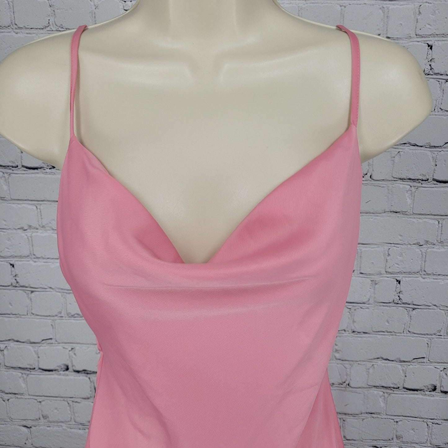 Urban Outfitters Pink Cowl Neck Spagetti Strap Unlined Mini Slip Dress Size XS