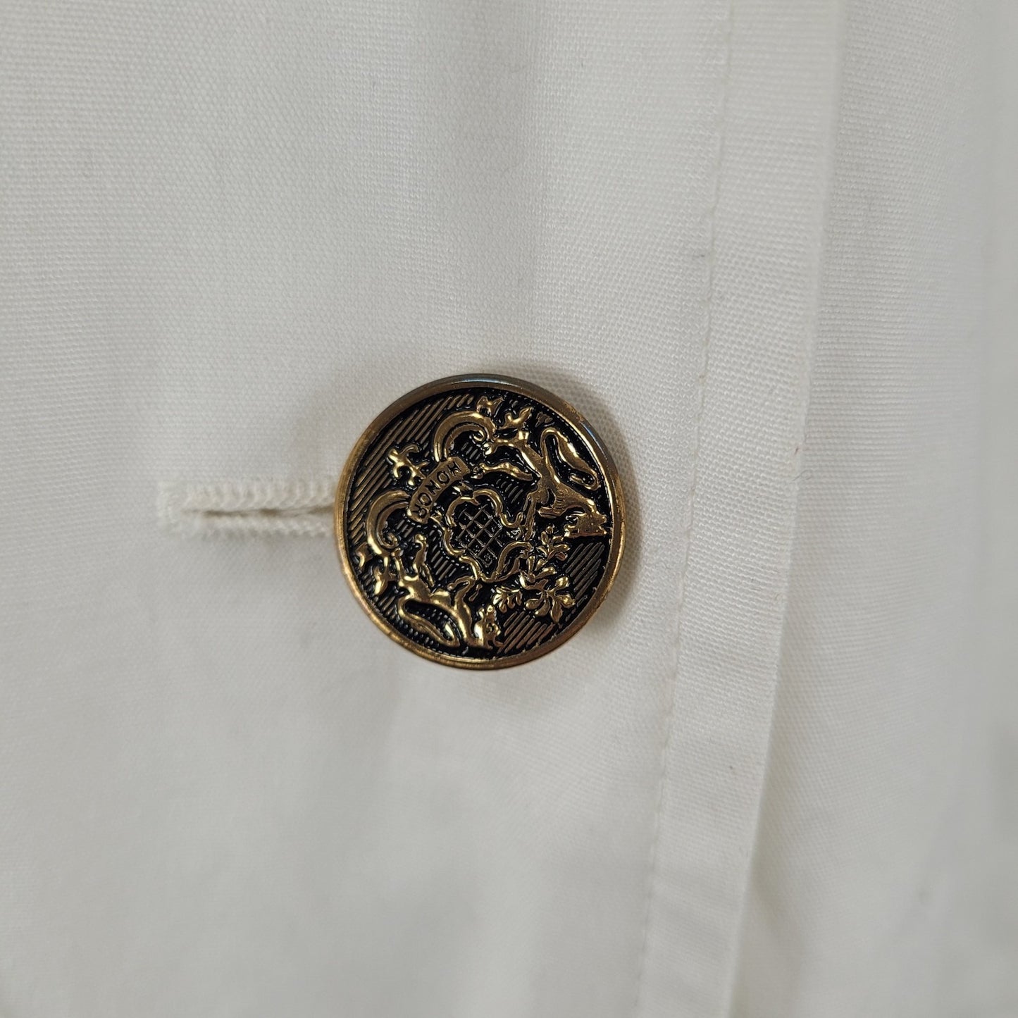 VTG London Fog Ivory White Gold Button Belted Trench Coat USA Made Size 14