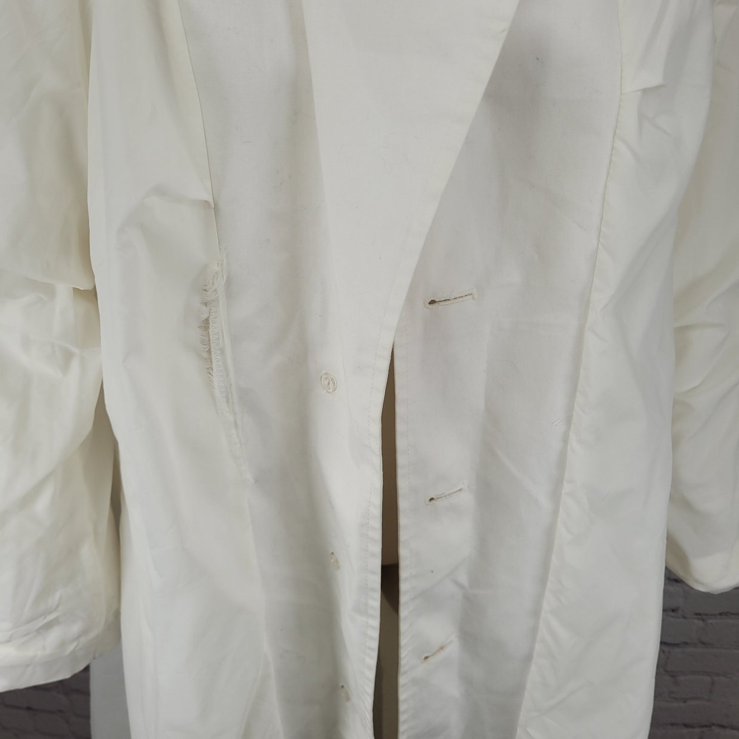 VTG London Fog Ivory White Gold Button Belted Trench Coat USA Made Size 14