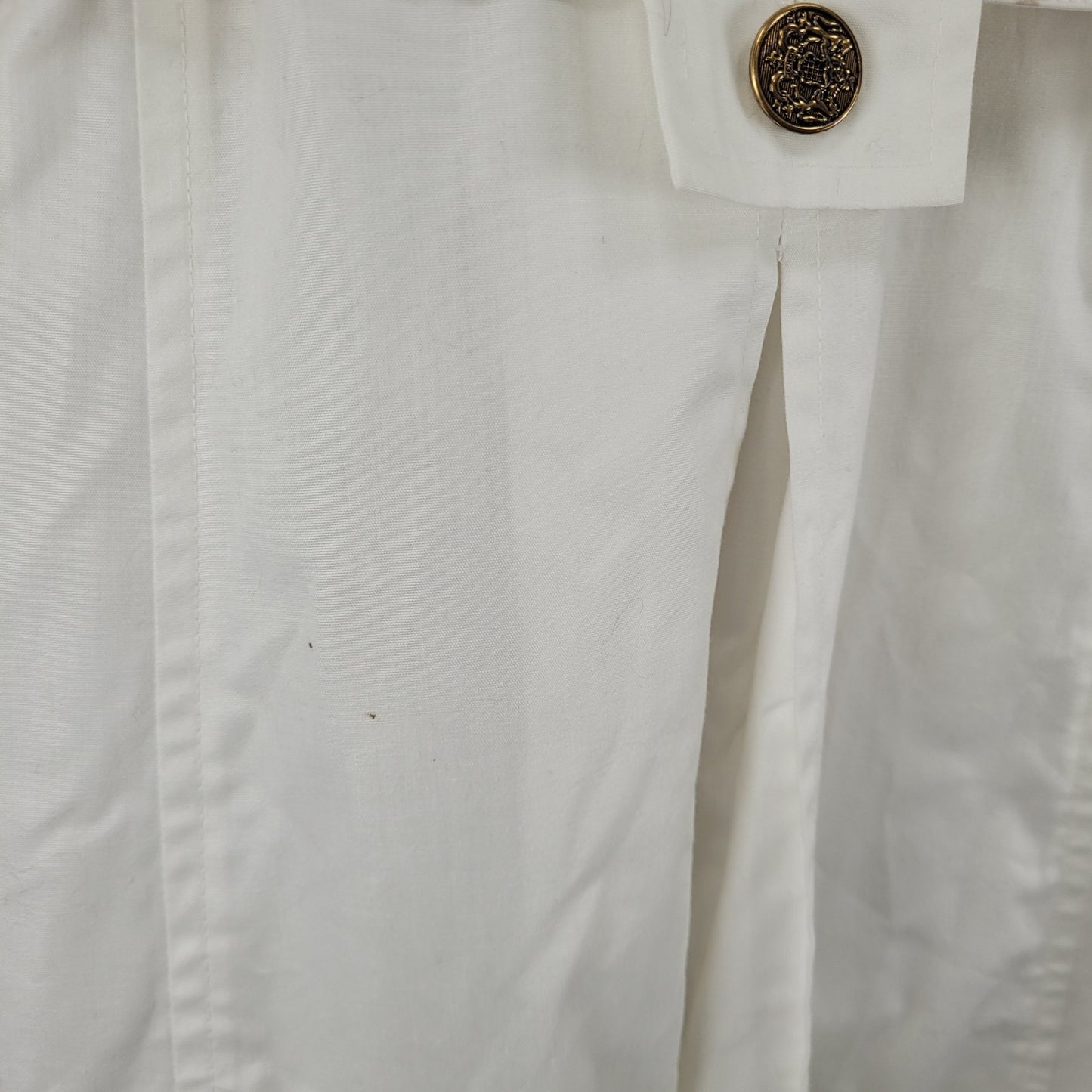 VTG London Fog Ivory White Gold Button Belted Trench Coat USA Made Size 14