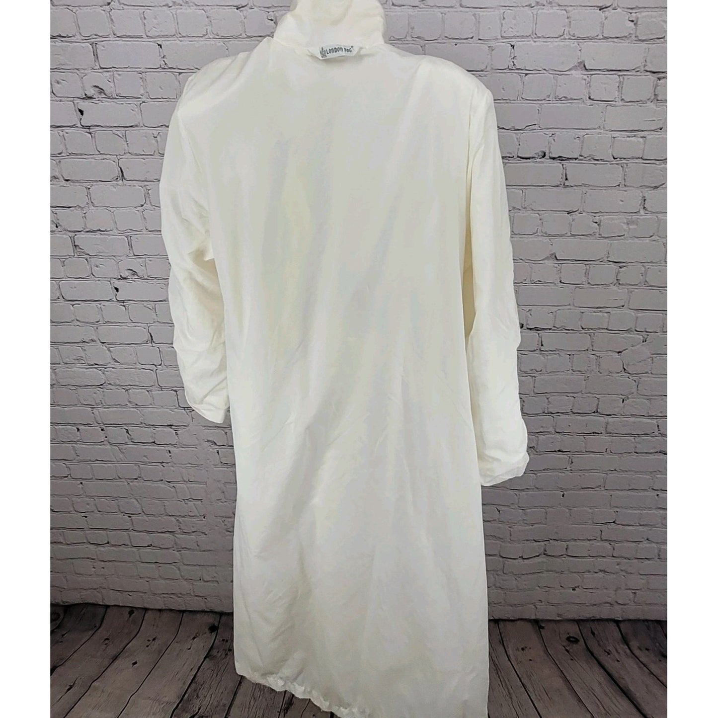 VTG London Fog Ivory White Gold Button Belted Trench Coat USA Made Size 14
