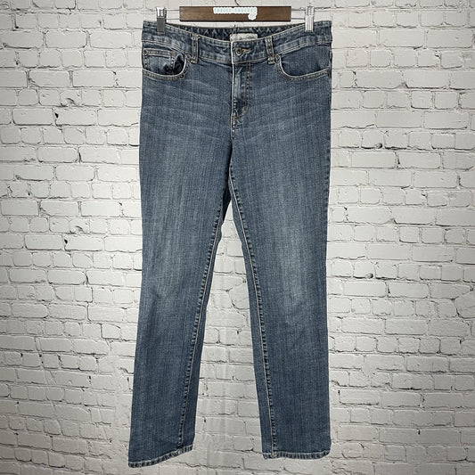 Chico’s Platinum Blue Denim Mid Rise Medium Wash Jeans Size 0.5 US 6 (30x30)