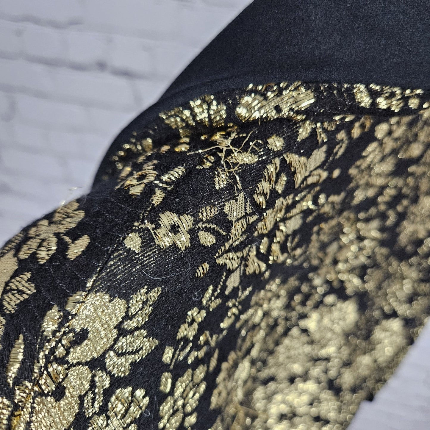 VTG Teddi Of California Black Gold Metallic Floral Button Lightweight Jacket M