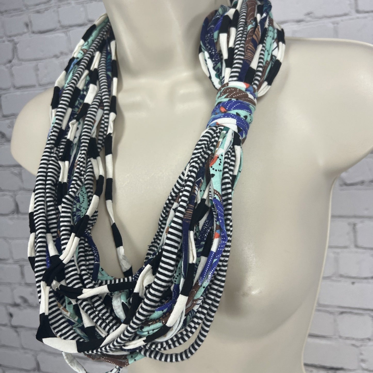 NWT Dona Bela Shreds Handmade Textile Remnants Neck Wear Scarf Coral Multicolor