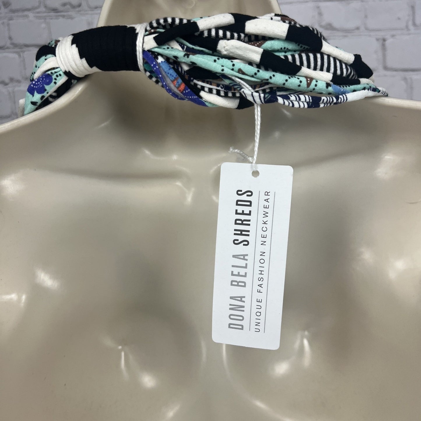 NWT Dona Bela Shreds Handmade Textile Remnants Neck Wear Scarf Coral Multicolor