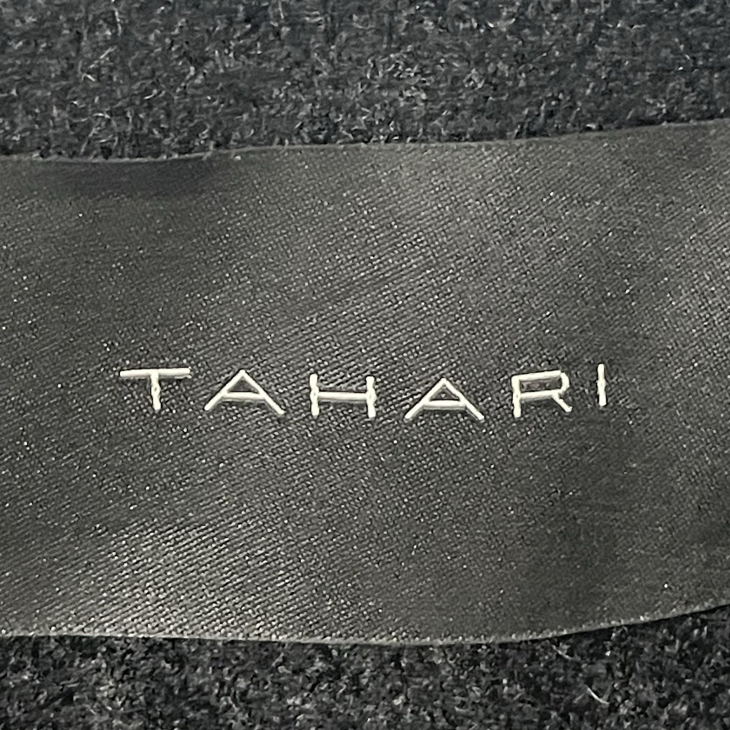Tahari Black Grey Wool Blend Zipped Snap Overcoat Pockets Lined Size Small S